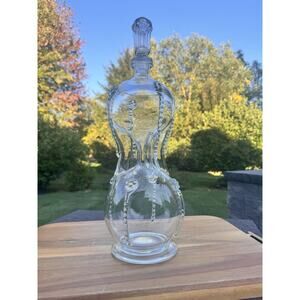 Hadeland Willy Johansson Nøstetangen Berry Prunt Klukk Glass Pinch Decanter 18”
